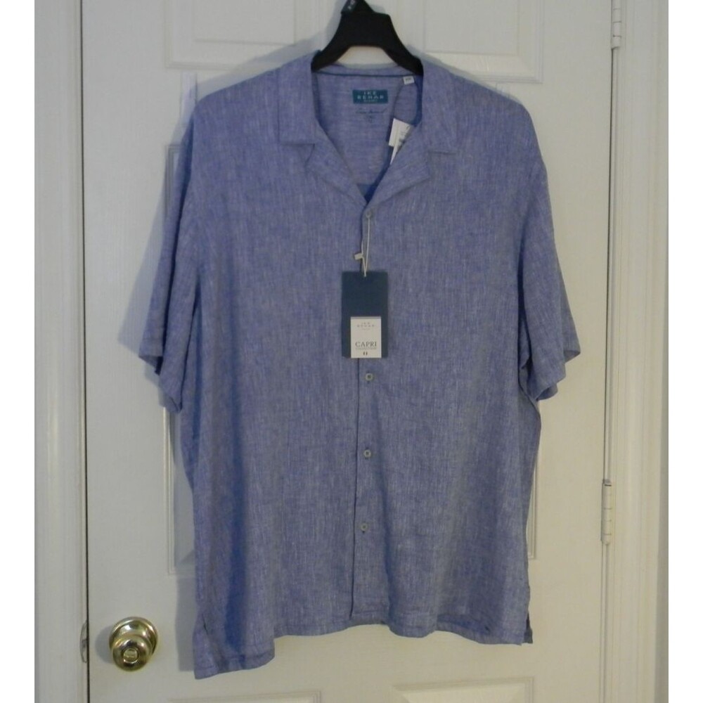 Ike Behar Blue Linen Blend Button Down Shirt Untucked Sz S NWT